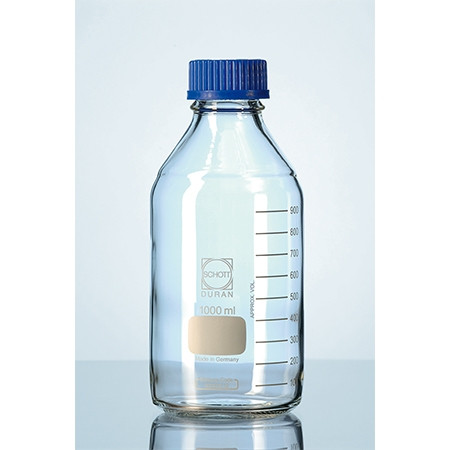 DURAN® Labor üveg (folyadéküveg) , átlátszó, beosztásos, GL 32, csavaros kupakkal és kiöntőgyűrűvel (PP) , 50 ml
