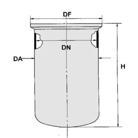   Reaktor síklapos fedéllel A típusú hengeres, DN100, ml1000