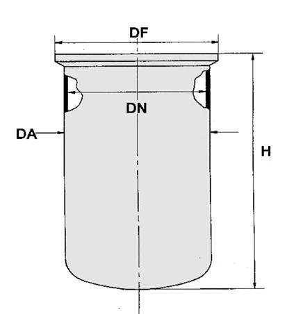 Reaktor síklapos fedéllel A típusú hengeres, DN100, ml250