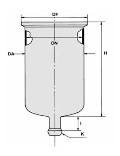 AA típusú Reaktor síklapos fedéllel, alsó tel DN60, ml250