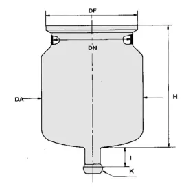   Reaktor síklapos fedéllel B rövid változat i gömbcsiszolat S 40/25col DN150, ml10000