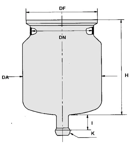 Reaktor síklapos fedéllel B rövid változat i gömbcsiszolat S 40/25col DN150, ml20000
