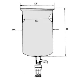   Reaktor síklapos fedéllel AV típusú hengeres, T-szelep DN100, ml1000