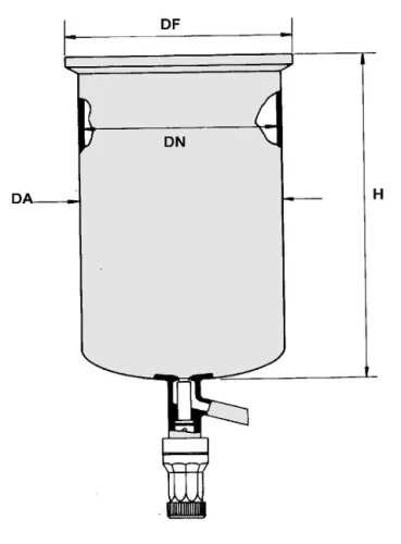 Reaktor síklapos fedéllel AV típusú hengeres, T-szelep DN300, ml20000
