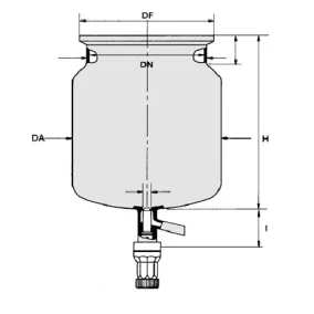   Reaktor síklapos fedéllel B rövid változat T-szelep DN150, ml10000