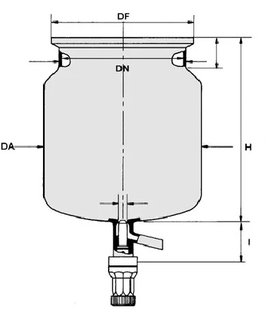 Reaktor síklapos fedéllel B rövid változat T-szelep DN200, ml50000