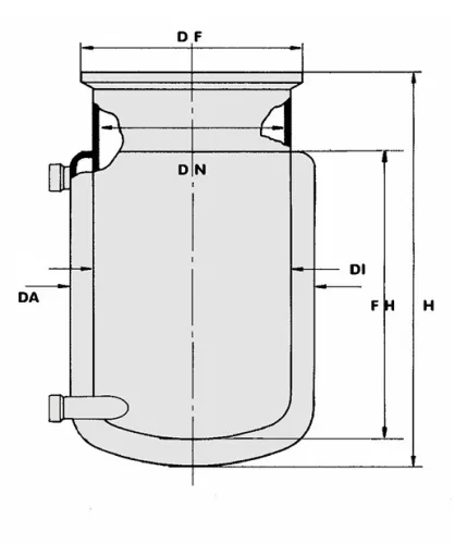 Reaktor síklapos fedéllel AD típusú hengeres, köpennyel DN120, ml2000