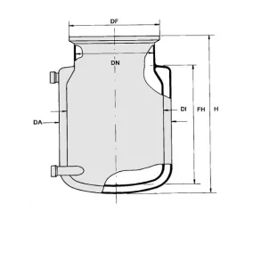   Reaktor síklapos fedéllel típusa BD rövid változat, köpeny DN150, ml15000
