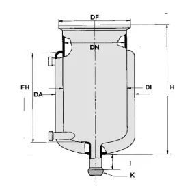   Reaktor síklapos fedéllel típusa ADA hengeres, köpennyel,   DN100, ml1000