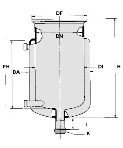 Reaktor síklapos fedéllel típusa ADA hengeres, köpennyel,   DN100, ml250