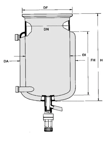 Reaktor síklapos fedéllel típus ADAV hengeres, köpennyel DN60, ml250