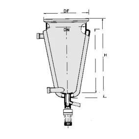   Reaktor síklapos fedéllel típusú KDAV kúpos leeresztő szelep "T" DN100, ml1000