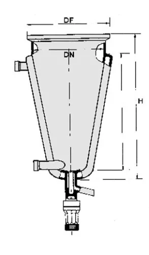 Reaktor síklapos fedéllel típusú KDAV kúpos leeresztő szelep "T" DN100, ml500
