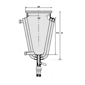   Reaktor síklapos fedéllel típusú KTAV kúpos háromköpenyes szelep "T" DN100, ml1000