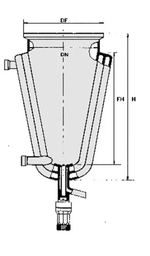 Reaktor síklapos fedéllel típusú KTAV kúpos háromköpenyes szelep "T" DN120, ml2000