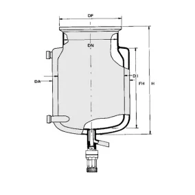   Reaktor síklapos fedéllel típusa BDAV rövid kivitel, köpenyes szelep "T" DN150, ml10000