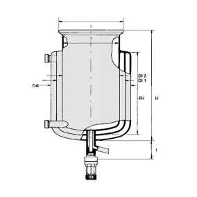   Reaktor síklapos fedéllel típusa BTAV rövid változat Fűtés + vákuumköpeny szelep "T" DN300, ml50000