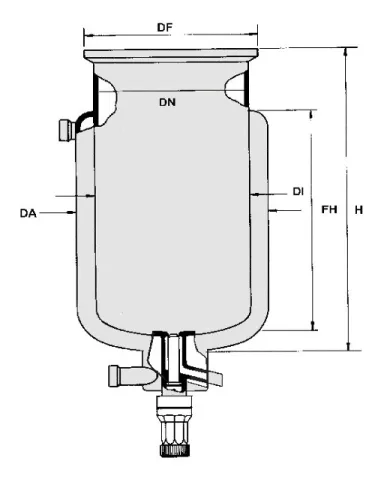 Reaktor síklapos fedéllel típus ADAU henger. köpenyes szelep 'T' DN200, ml15000