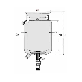   Reaktor síklapos fedéllel típus ADAR hengeres, köpennyel együtt. leeresztő szelep 'T' DN 100, ml1000