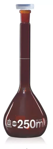 Mérőlombik, BLAUBRAND®, class A, DE-M, PP dugóval, borostyán üvegtérfogal ml 1000, csiszolat NS 24/29