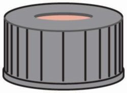 LLG-Screw cap N 20 black, center hole, Butyl red/PTFE grey, Hardness: 55° shore A,