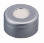   LLG-Aluminium crimp cap N 11, silver, center hole, PTFE virginal, white, Hardness: 53° shore D, Thickness: 0.25 mm pack of 100pcs