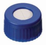   LLG-Screw caps N 9 (bonded), PP, blue center hole, Silicone beige/PTFE white, slitted, hardness: 45°,shore A,thickness:1.3 mm,pack of 100