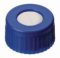   LLG-Screw caps N 9 (bonded), PP, blue center hole, Silicone beige/PTFE white, slitted, hardness: 45°,shore A,thickness:1.3 mm,pack of 100