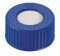   LLG-Screw caps N 9, PP, blue, center hole PTFE virginal, white, Hardness: 53° shore D, Thickness: 0.25 mm, pack of 100