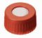   LLG-Screw caps N 9, PP, red, center hole, Silicone white/PTFE red, Hardness: 40° shore A, Thickness 1.0 mm, pack of 100