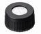   LLG-Screw caps N 9, PP, black, center hole Silicone white/PTFE blue, slitted, Hardness: 40° shore A, Thickness: 1.0 mm, pack of 100