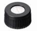   LLG-Screw caps N 9, PP, black, center hole Silicone white/PTFE blue, slitted, Hardness: 40° shore A, Thickness: 1.0 mm, pack of 100