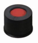   LLG-Screw caps N 10, black PP, center hole, PTFE red/Silicone white/PTFE red, hardness 45°,shore A,thickness: 1.0 mm,pack of 100