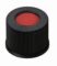   LLG-Screw caps N 10, black PP, center hole, PTFE red/Silicone white/PTFE red, hardness 45°,shore A,thickness: 1.0 mm,pack of 100