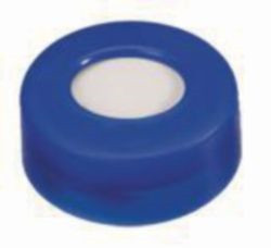 LLG-Snap ring cap N 11 PE, blue, center hole, Silicone white/PTFE red, Hardness: 55° shore A, Thickness 1.0 mm,