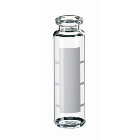 LLG-Headspace Crimp Neck Vials N 20, clear 20ml, O.D.: 23 mm, outer height: 75.5 mm, rounded bottom, bevelled top, label pack of 100
