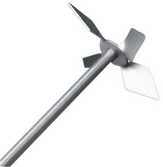 Impeller, diamond type PL121 4 blades, blade: 100 mm, rod ? 10 mm, length: 650 mm, stainless steel