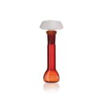   DURAN® Volumetric flask 5 ml, amber coloured class AW, white grad., individual certificate, one graduation mark, polyethylene stopper,NS 1