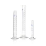   DURAN® Measuring cylinder 25 ml, class A batch certificate, blue graduation, main points ring graduation, hexagonal base