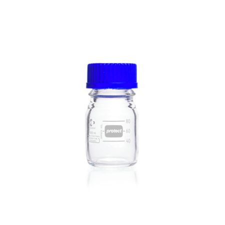 DURAN® GL 45 Laboratory glass bottle protect, plastic coated (PU), with screw cap and pouring ring (PP), 150 ml