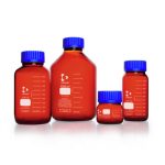   DURAN® GLS 80 Laboratory glass bottle protect, plastic coated (PU), amber, with screw cap and pouring ring (PP), 5000 ml