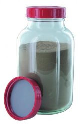 Wide neck bottle RB 30 GT, 30ml amber glass, with closure and PTFE-insert, thread dia.32mm