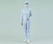  ASPURE Overall for cleanroom, white, polyester, lateral zip, size XS