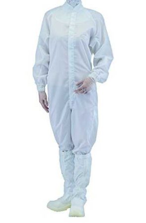 ASPURE Overall for cleanroom, white polyester, lateral zip, size L