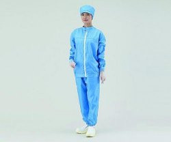 ASPURE Overall for cleanroom, blue polyester, lateral zip, size XS