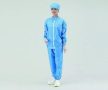   ASPURE Overall for cleanroom, blue,  polyester, lateral zip, size M