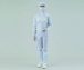   ASPURE Overall for cleanroom, white, polyester, front zip, size XL
