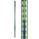   Thermometer, bar shape, -20...+150:1°C blue special filling, resistant colouring, with factory test certificate at 0°C