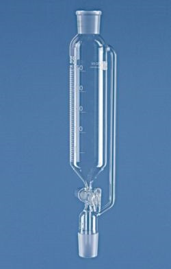 Dropping funnel 50 ml, NS 19/26 conical, PTFE chicks, 2.5mm bore, Borosilicate glass 3.3