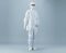   ASPURE Overall for cleanroom, white, polyester, with hood, integrated mask, concealed zip, type 10312W, size XS